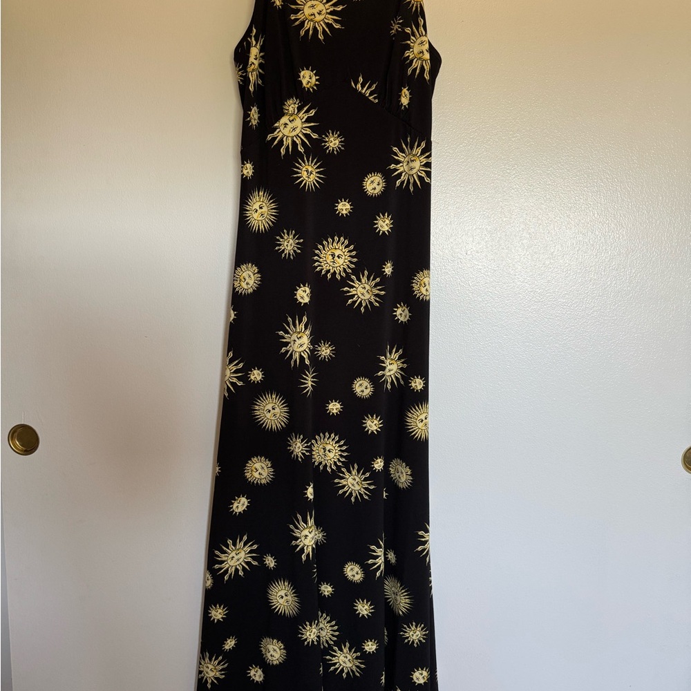 Modcloth Black and Gold Sun Maxi Dress